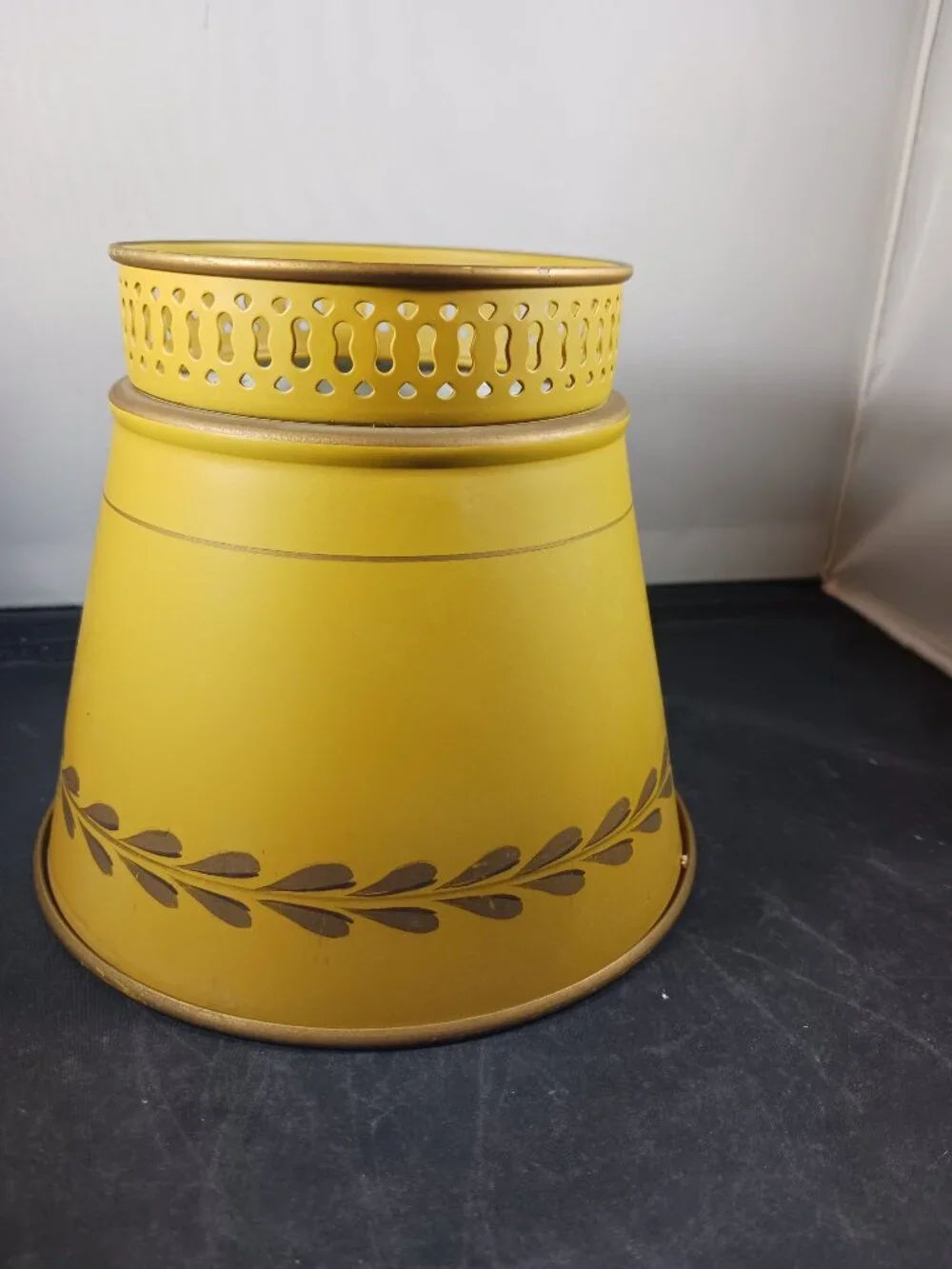 Vintage Mustard Yellow Toleware Lamp Shade